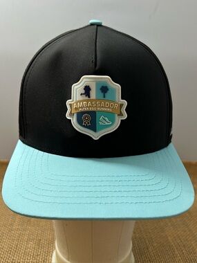 Alter Ego Running Ambassador Black Snapback Coaster Hat Cap Vented Teal Beach